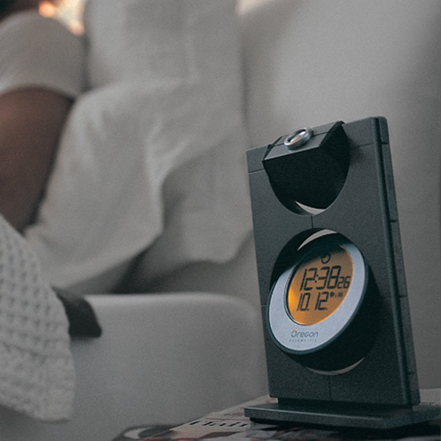 Projection alarm clock and weather station