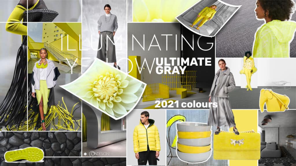 Pantone color of the year 2021 Ultimate gray and illuminating yellow